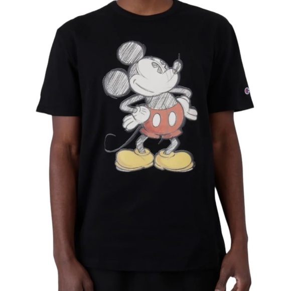 Disney x Champion Mickey Mouse T-Shirt Adult M Black Retro Cartoon Graphic Tee - Picture 1 of 9